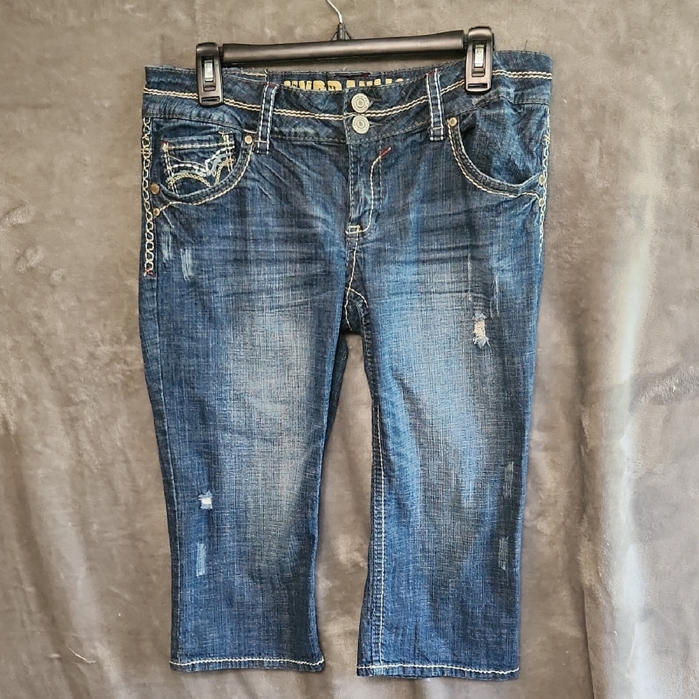 Hydraulic Distressed Blue Cropped Jeans Capris. Size 11/12